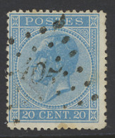 N° 18 20c. Ultramarijn, Puntstempel 405 Wyngene, Zm/m/ntz (COBA €30) - 1865-1866 Profil Gauche