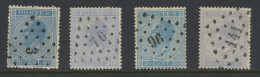 N° 18 20c. Blauw Met 4 Kleine Variaties, Zeer Mooie Puntstempels 3, 70, 96 En 141, Zm - 1865-1866 Profiel Links