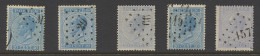 N° 18A 20c. Ultramarijn (5 Ex.), W.o. Puntstempels 29, 99, Enz., Met Verschillende Kleurtinten, Voor De Stempelzoeker, Z - 1865-1866 Linksprofil