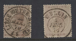 N° 19A 30c. Bisterbruin D.C.a Liège (Outremer) En D.C.a Wellin, Zm/ntz - 1865-1866 Profile Left