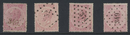 N° 20 40c. Bleekroze, Tanding 14 1/2 X 14, Puntstempel 340 (ntz), N° 20A, Tanding 15, Puntstempels 352, 374 En 349, Zm ( - 1865-1866 Perfil Izquierdo