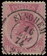 N° 20 40c. Bleekroze, D.C. Synghem 16/5/74, Enkele Korte Tandjes, Zeer Mooi Centraal Afgestempeld, Zm/m - 1865-1866 Profil Gauche