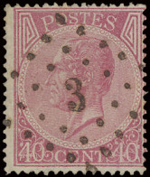 N° 20A 40c. Bleekroze, Tanding 15, Puntstempel 3 Alost, Prachtig Centraal, Zm - 1865-1866 Profiel Links