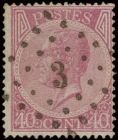 N° 20A 40c. Bleekroze, Tanding 15, Puntstempel 3 Alost, Prachtig Centraal, Zm - 1865-1866 Profil Gauche