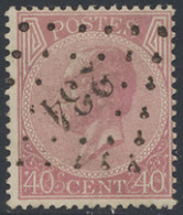 N° 20A 40c. Karmijnroze, Tanding 15, Puntstempel 234 Manage, Zm (COBA €20) - 1865-1866 Profil Gauche