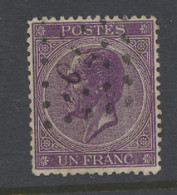 N° 21 UN FRANC Rode Kool, Onregelmatige Tanding, Puntstempel 70, Zm (OBP €620) - 1865-1866 Profile Left