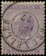 N° 21 1fr. Violet, D.C.a Bruxelles, 26 Oct. 77, Zm (OBP €110) - 1865-1866 Profile Left