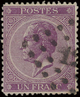 N° 21a 1fr. Donkerviolet Met Zeldzame Tint Rode Kool, Zm/m (OBP €620) - 1865-1866 Linksprofil