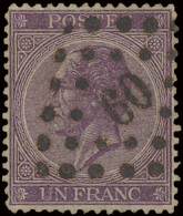 N° 21A 1fr. Violet, Puntstempel 60 Bruxelles, Zm (OBP €110) - 1865-1866 Perfil Izquierdo