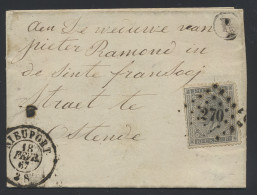 1867 N° 17 10c. Grijs, Op Brief Met Inhoud (Ramcappelle), Puntstempel 270 (Nieuwpoort) Met Postbus R 'choore, Dd. 18 Fev - 1865-1866 Perfil Izquierdo