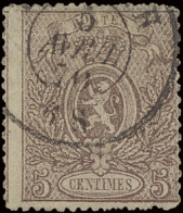 N° 25 5c. Bruin, Met D.C.a Afstempeling, Zegel Is Sterk Gedecentreerd, Zm (OBP €110) - 1866-1867 Coat Of Arms