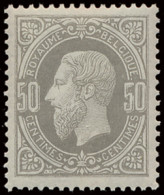 ** N° 35 50c. Lichtgrijs, Tanding 15, Gedrukt Op Dun Gesatineerd Papier, Quasi Perfecte Centrage!, Luxe Zegel, Zm (OBP € - 1869-1883 Leopold II.