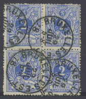 N° 27 2c. Blauw, In Blok Van 4, Afstempeling Brussel (EST) T0, Zm - 1869-1883 Leopold II