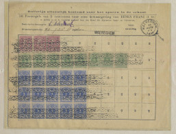 N° 27 (15x), 45 (8x) En 46 (3x) Tezamen 1 Frank, Op Spaarkaart, Met Roulette Afstempeling, Stempel Waereghem (T0), Zeer  - 1869-1883 Léopold II