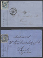 N° 31 20c. Blauw, 3 Brieven Naar Buitenland, Mooie Stempels M - 1869-1883 Leopoldo II