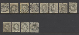 N° 35 50c. Grijs, 12 Exemplaren W.o. Pepinster, Roulette, Enkele Zegels Beschadigd, Zm/m/ntz (OBP €150) - 1869-1883 Leopold II.