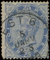 N° 40 25c. Lichtblauw, Met Afstempeling EST 6, Moeilijke Stempel Op Deze Zegel, Zm (OBP €45) - 1883 Léopold II