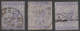 N° 41 50c. Licht Violet, 3 Exemplaren, Zm/m/ntz (OBP €120) - 1883 Leopold II