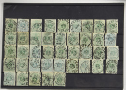 N° 45 5c. Groen, 212 Exemplaren, 6 Exemplaren Uitgesneden ZK, Meestal Centrale Stempels, Voor De Stempelzoeker, Zm/m/ntz - 1869-1888 Liggende Leeuw