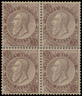 ** N° 49a 35c. Donkerbruin In Blok Van 4, Perfecte Centrage En Zéér Fris, Zm (OBP €320 + 150% = €800) - 1884-1891 Leopold II