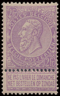 ** N° 66 2fr. Paars Op Roze, Zm (OBP €265) - 1893-1900 Thin Beard