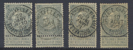 N° 63  50c. Grijs, 4 Exemplaren, Alle Met Centrale Afstempelingen, W.o. Avelghem T1L, Brussel Effect De Commerce, Zm - 1893-1900 Thin Beard