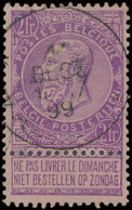 N° 66 2fr. Paars Op Roze, Mooi Centraal Gestempeld, Zm (OBP €65) - 1893-1900 Schmaler Bart