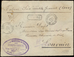 1899 N° 56 (2x), 57 (1x) En 63 (2x) Totaal 1fr. 20c. Port, Aangetekende Brief ASSURÉ In Kastje Zwart Van Bruxelles, Dd.  - 1893-1900 Schmaler Bart