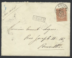 1899 N° 57 10c. Oranjebruin Op Enveloppe, Afstempeling Anvers Depart, Dd. 13 Avril 99, Met REBUT Stempel In Kader Zwart, - 1893-1900 Thin Beard