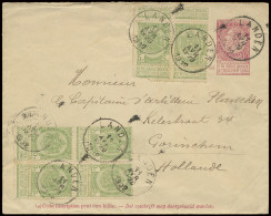 1902 N° 56 5c. Groen (6x Waarvan 1x Zondagsstrookje Onderaan Gescheurd) Als Bijfrankering Op Postbrief (n° 6 10c. Karmij - 1893-1900 Schmaler Bart