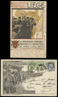 1905 N° 53, 56 En 76 Op Twee Postkaarten, 1 PK: Exposition Universielle De Fer 1905 En 1 Met Het Vignet (Liège 1905 - Ex - 1893-1900 Schmaler Bart