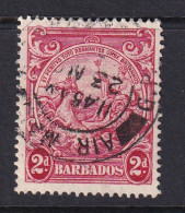 Barbados: 1938/47   Badge Of Colony    SG250e    2d    Carmine  [Perf: 14]    Used - Barbados (...-1966)