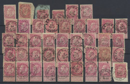 N° 58 10c. Roze, 42 Exemplaren, W.o. Relais (Rillaer, Cugnon, Proven, Etc.), Aywaille T1L, Enz., Zm/m/ntz - 1893-1900 Schmaler Bart
