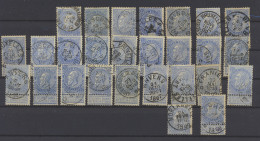 N° 60  25c. Blauw, 27 Exemplaren, Met Enkele Mooie Afstempelingen, W.o. Morlanwelz, Lophem (Relais), Franies (Relais), E - 1893-1900 Schmaler Bart