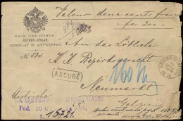 N° 56 (3x) En 50 (2x) Op ASSURÉ Brief Van 200fr. Uit Anvers (station), 11/12/1896 Naar Neumarkt (Oostenrijks Galizien, N - 1893-1900 Fijne Baard