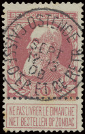 N° 74 10c. Karmijn, Afstempeling OSTENDE/CAISSE DÉP. ET DE RETR., Moeilijke Afstempeling, Zm (COBA €30) - 1905 Breiter Bart