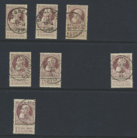 N° 77 35c. Bruinrood, 7 Mooie Afstempelingen W.o. Ursel, Trembleur, Milmort, Met T2L Afstempelingen, Zm (COBA +€100) - 1905 Thick Beard