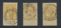 N° 79 1fr. Oranjegeel, 3 Exemplaren, W.o. Thimister-Clermont, Zm - 1905 Breiter Bart