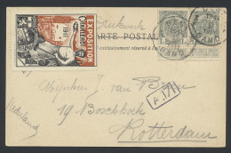 N° 81 1c. Grijs, Op Briefkaart Met Vignet Exposition Charleroi 1911, Zm - 1893-1907 Wappen