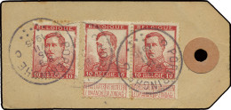 1915, N° 123 10c. Rood, (in Paar En 1 Los), Afstempeling T4R 13 C Poperinghe C, Dd. 15 VII 1915, Etiket Echantillon De C - 1912 Pellens