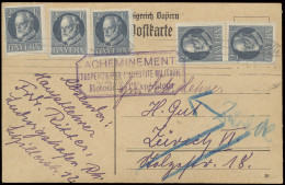 5/1/1919 Briefkaart Met 5 X 2pf. Grijs Van Bayern Vanuit Ludwigschafen Naar Zurich/Zwitserland, Postverkeer Naar Zwitser - Other & Unclassified