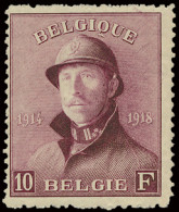 ** N° 178 10fr. Wijnrood, Zm (OBP €660) - 1919-1920 Albert Met Helm