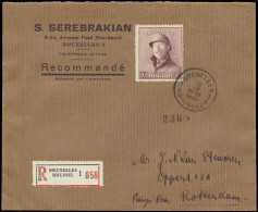 1940, Aangetekende Brief, Gefrankeerd Met OBP N° 178 En 519/526 10Fr. Helm En Reeks Belforten, Verstuurd Uit Brussel 1 1 - 1919-1920 Roi Casqué