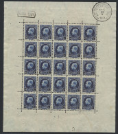 ** F 187 50c. Donkerblauw, 2 Complete Velletjes In Plaatnummer 1 En 2, Zm/m (OBP €400) - 1921-1925 Petit Montenez