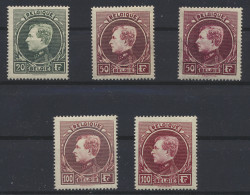 **/* N° 290A, 291B/C, 292A/B 20fr., Miniem Scharnierspoor, Zm (OBP +€355) - 1929-1941 Grand Montenez