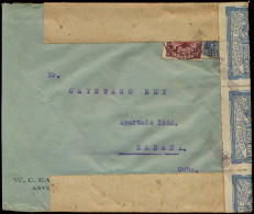 N° 317 En 320, Op Brief Vanuit Anvers, Dd. Februari 1932, Naar HABANA (Cuba), Met Censuur Servicio De Correos - Sellado  - 1931-1934 Quepis