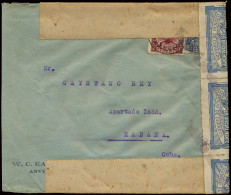 N° 317 En 320, Op Brief Vanuit Anvers, Dd. Februari 1932, Naar HABANA (Cuba), Met Censuur Servicio De Correos - Sellado  - 1931-1934 Mütze (Képi)
