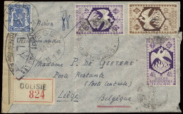 1945 Aangetekende Zending, Vanuit Dolisie, Zegels Van Afrique Equatorialle Francaise Met 18 Frank, Afstempeling Dolisie  - 1935-1949 Klein Staatswapen