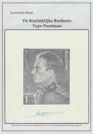 N° 430 1,75fr. Blauw, Reproductie Van Het Ontwerp In Potlood Met Handtekening Van De Koning, Zm - 1936-51 Poortman