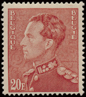 ** N° 435B 20fr. Vermiljoen Met Witte Gom, Met Certificaat Michaux (2009), Zm (OBP €465) - 1936-51 Poortman